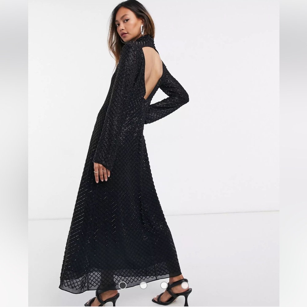 NWT & other stories beaded cut out back midi dress in black